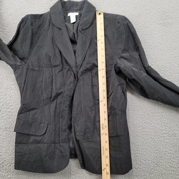Chicos Jacket Womens 0 S/4 Black Blazer Coat‎ Classic Pockets Collar Button Up - Picture 12 of 13